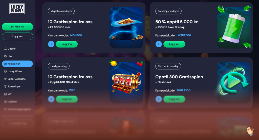 Luckywins casino kampanjer